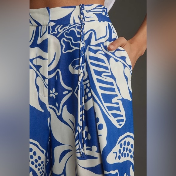 NWT Farm Rio x Anthropologie Tropical Satin Wide-Leg Pants - Picture 2 of 4